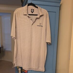 FootJoy Men's Polo Shirt - White and Gray Stripes
